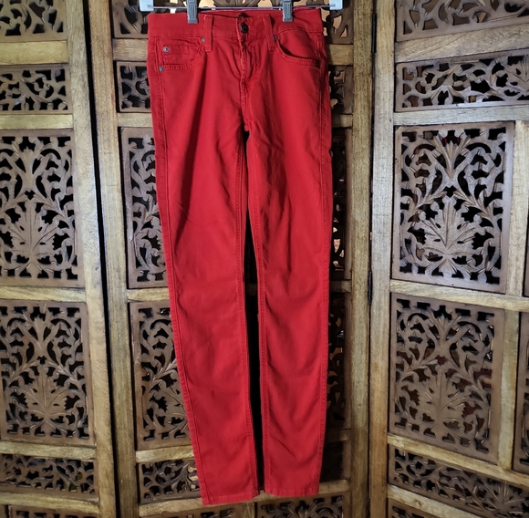 7 For All Mankind Vibrant Red Denim - Picture 1 of 6